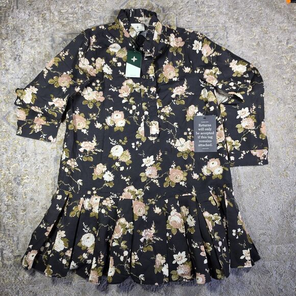 Tuckernuck Dresses & Skirts - Tuckernuck NEW Midnight Garden Black Floral Drop Waist Tate Mini Dress Size M